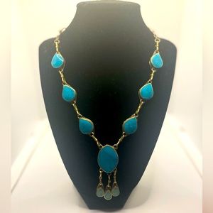 Simulated turquoise collar necklace